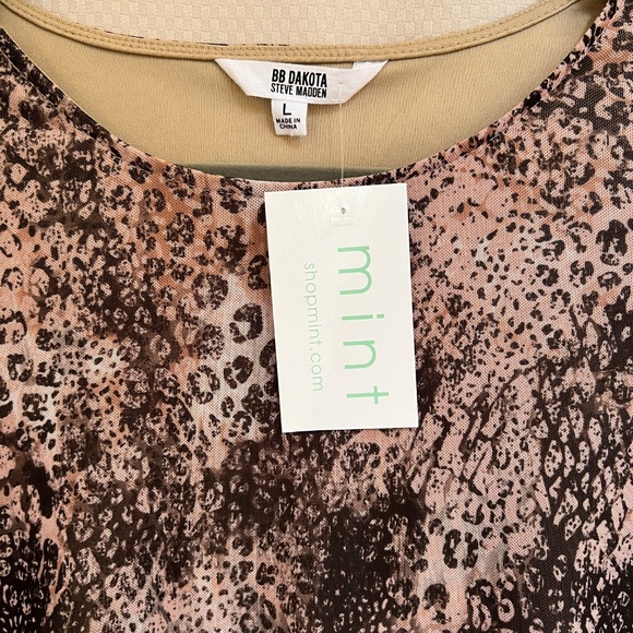 BB Dakota Walk This Way Ruched Mini Dress Animal Print Long Sleeve Size L NWT - Picture 11 of 11